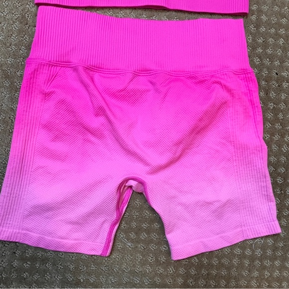 Victoria’s Secret PINK Matching Set Shorts & Bra Pink Ombré size M Biker - Picture 10 of 13